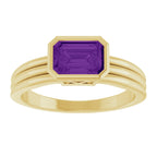 Bezel-Set Grooved Solitaire Ring