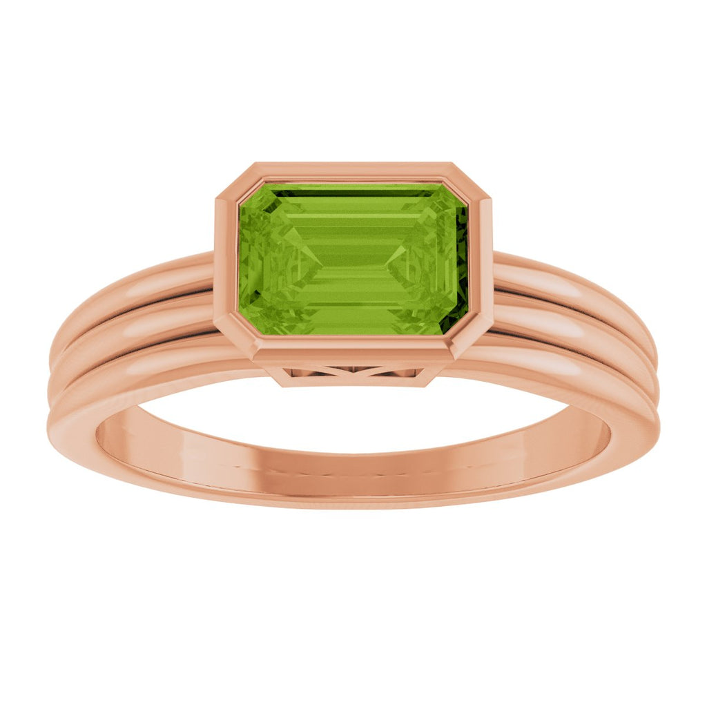 Bezel-Set Grooved Solitaire Ring