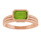 Bezel-Set Grooved Solitaire Ring