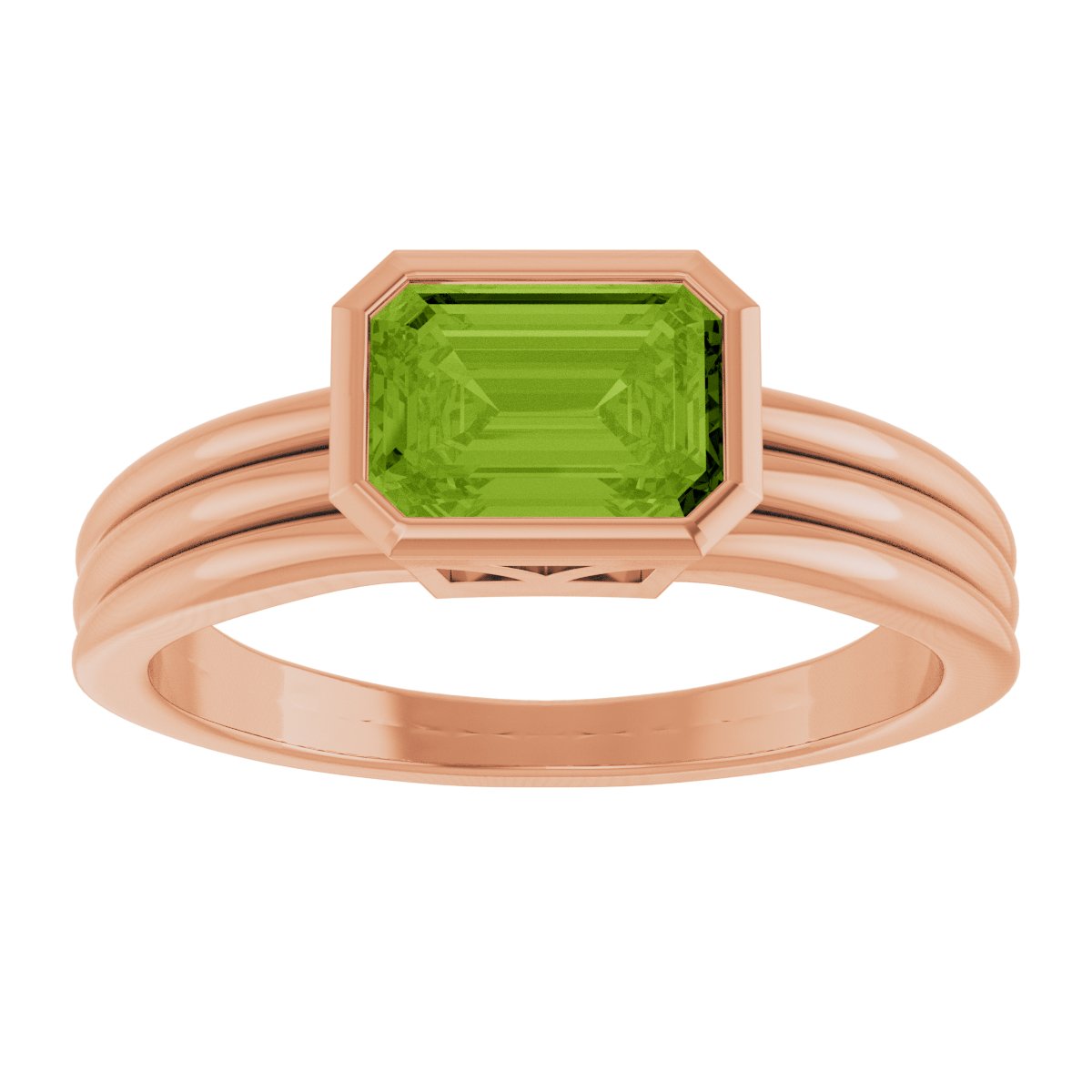 Bezel-Set Grooved Solitaire Ring
