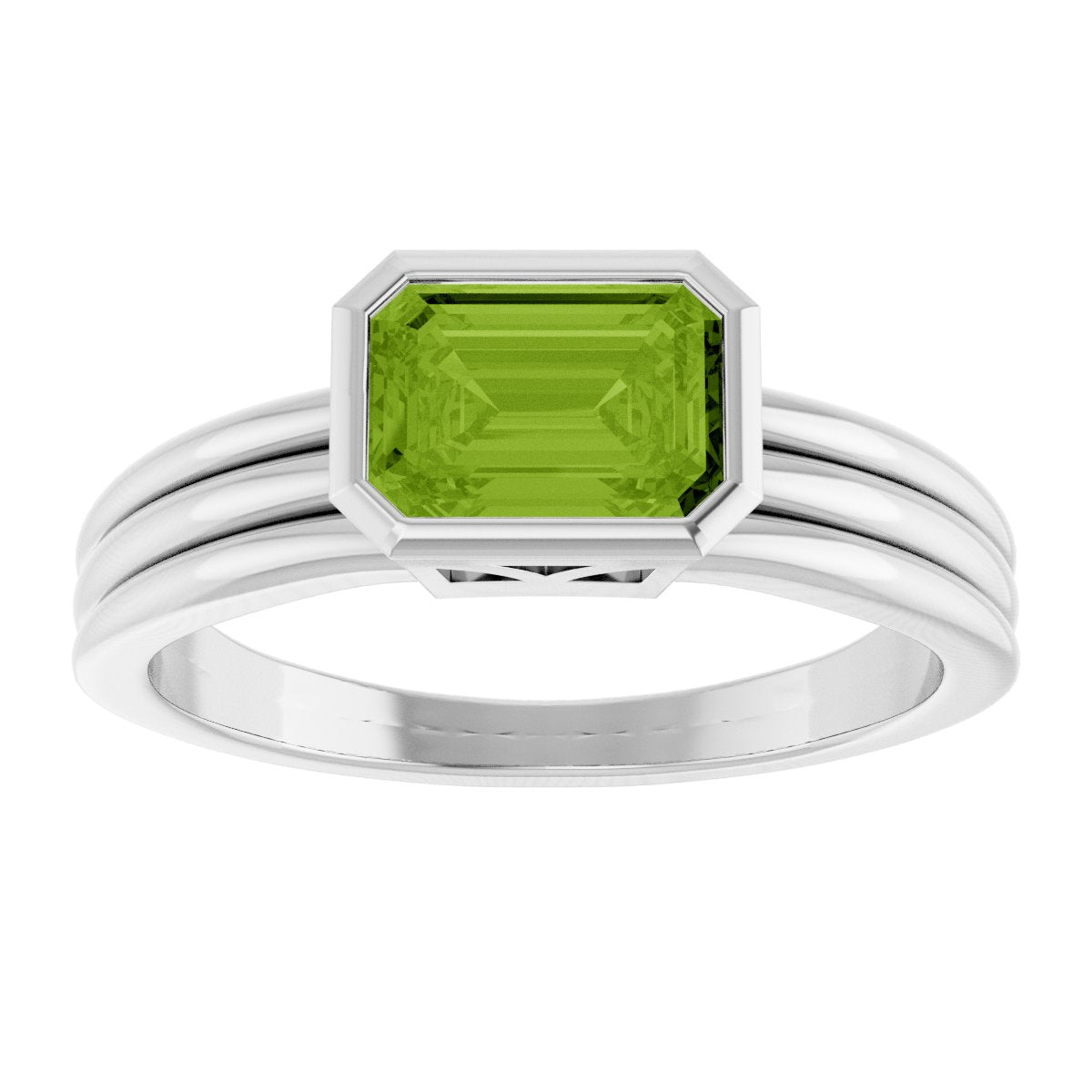 Bezel-Set Grooved Solitaire Ring
