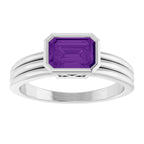 Bezel-Set Grooved Solitaire Ring