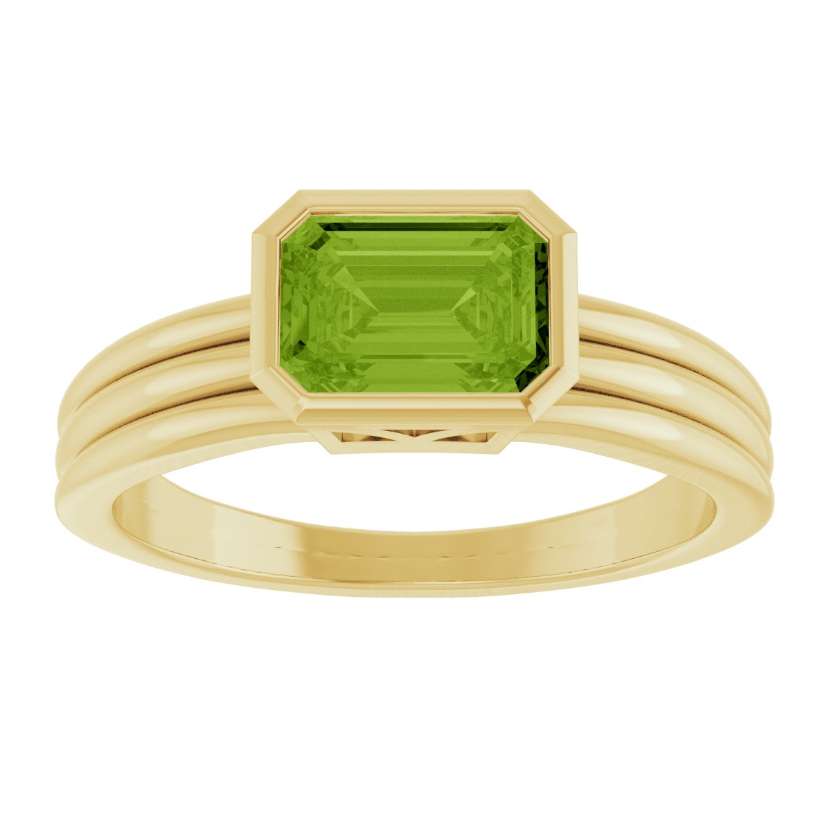 Bezel-Set Grooved Solitaire Ring