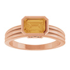 Bezel-Set Grooved Solitaire Ring