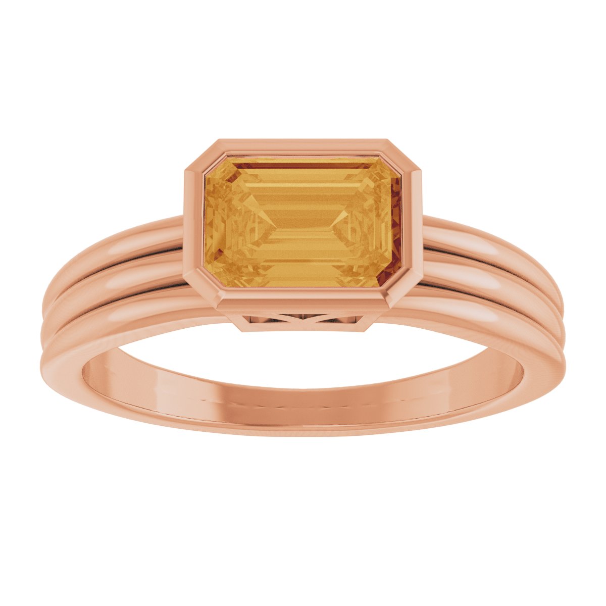 Bezel-Set Grooved Solitaire Ring