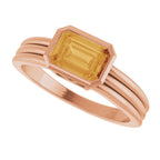 Bezel-Set Grooved Solitaire Ring