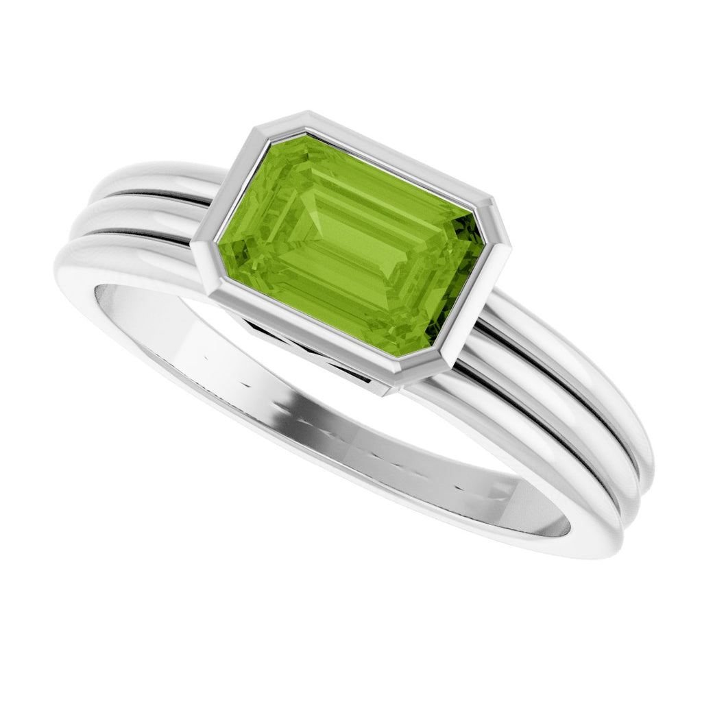 Bezel-Set Grooved Solitaire Ring