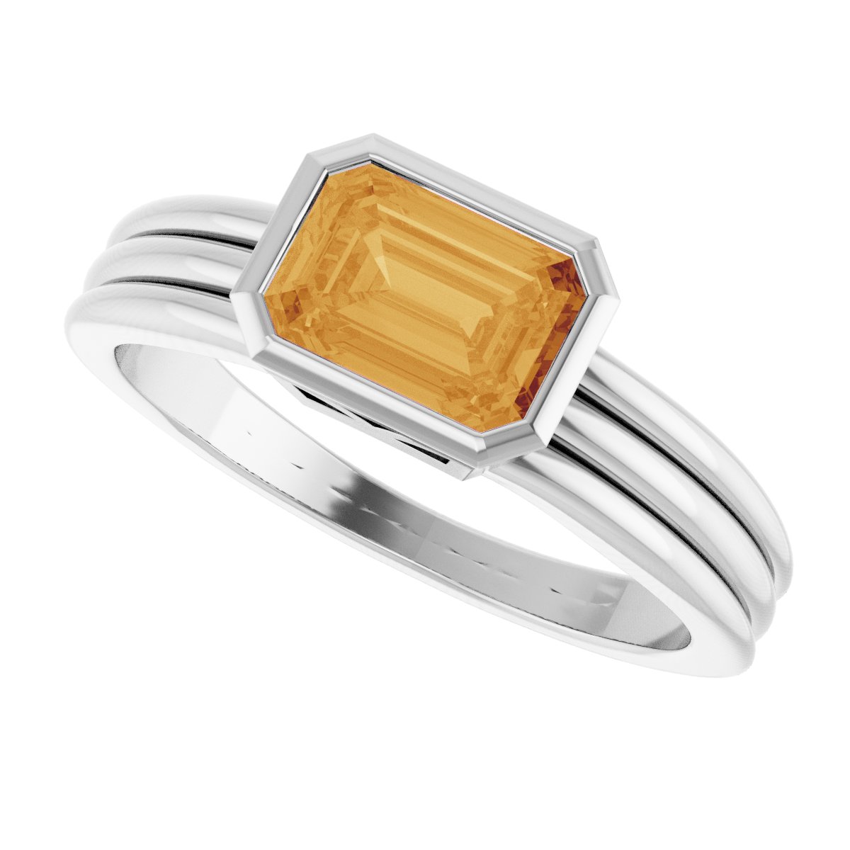 Bezel-Set Grooved Solitaire Ring