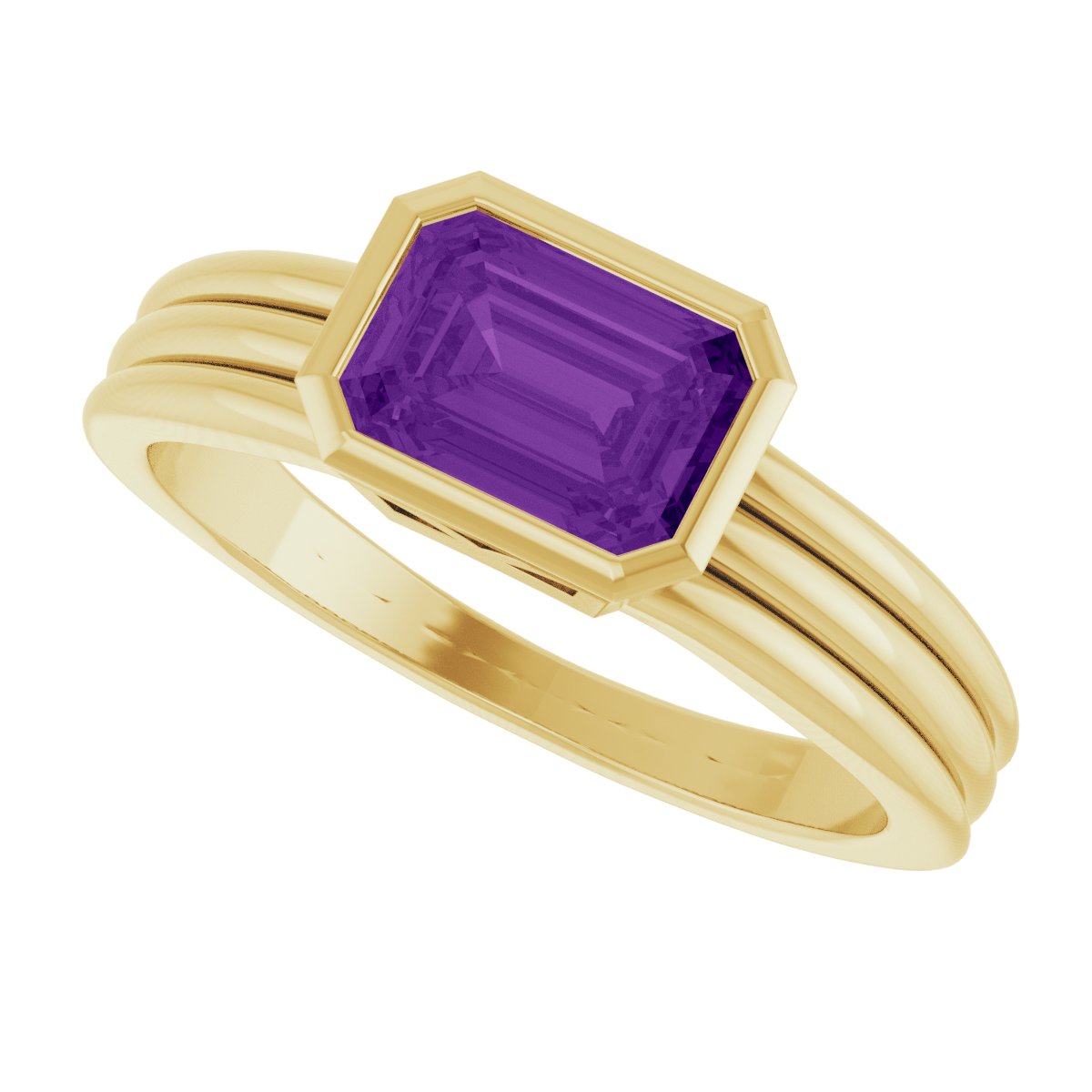 Bezel-Set Grooved Solitaire Ring