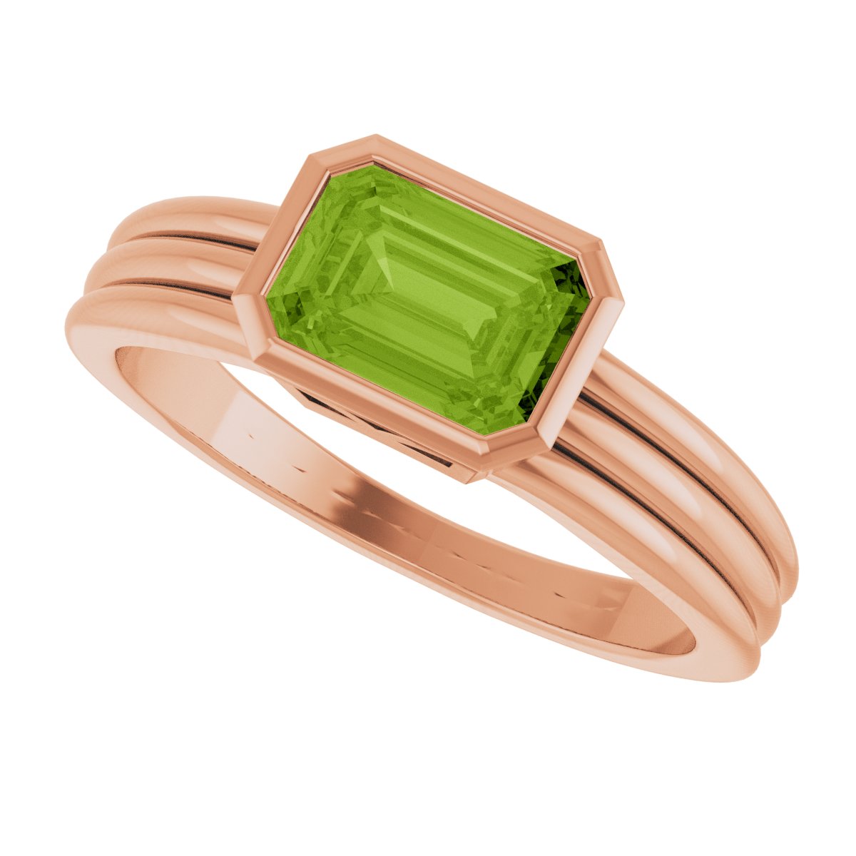 Bezel-Set Grooved Solitaire Ring