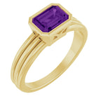 Bezel-Set Grooved Solitaire Ring