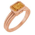 Bezel-Set Grooved Solitaire Ring