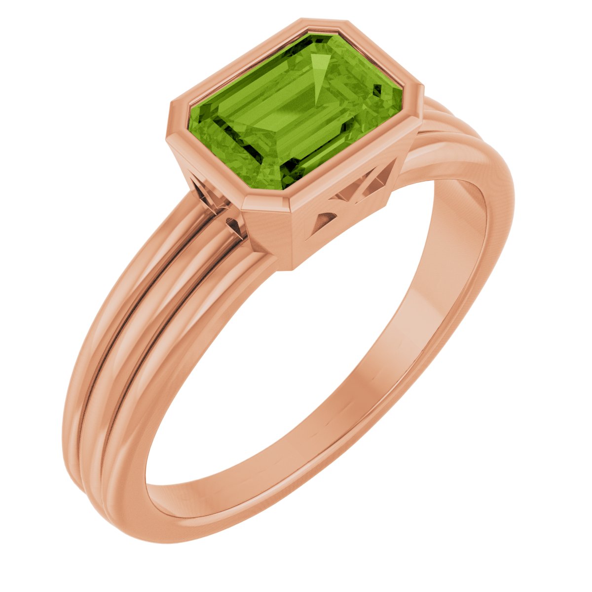 Bezel-Set Grooved Solitaire Ring