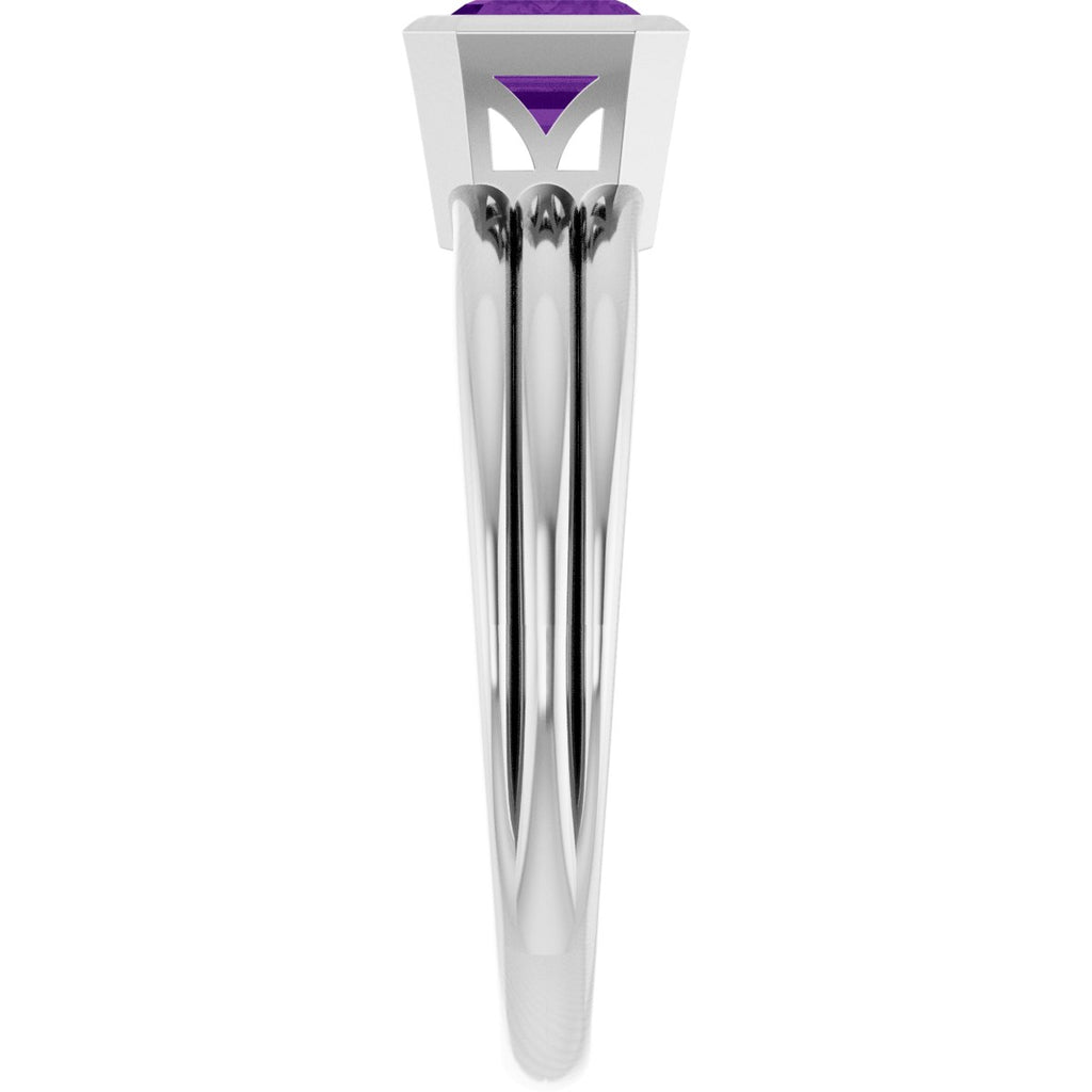 Bezel-Set Grooved Solitaire Ring