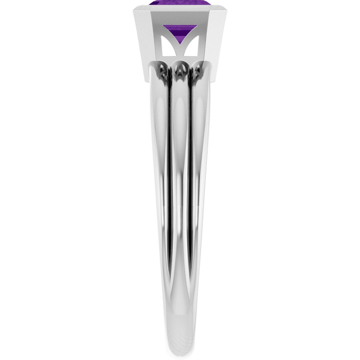 Bezel-Set Grooved Solitaire Ring