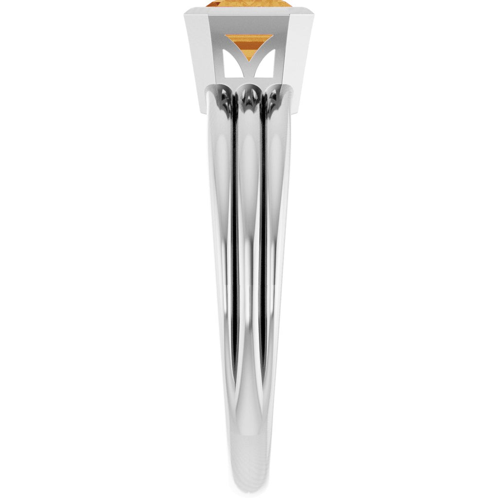 Bezel-Set Grooved Solitaire Ring