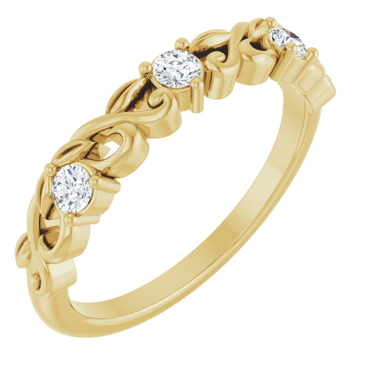 Three-Stone Sculptural Anniversary Band