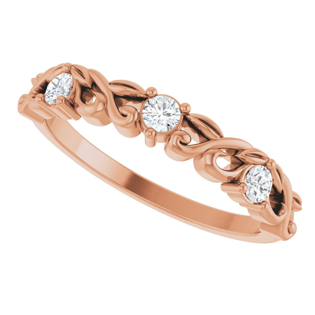 Three-Stone Sculptural Anniversary Band