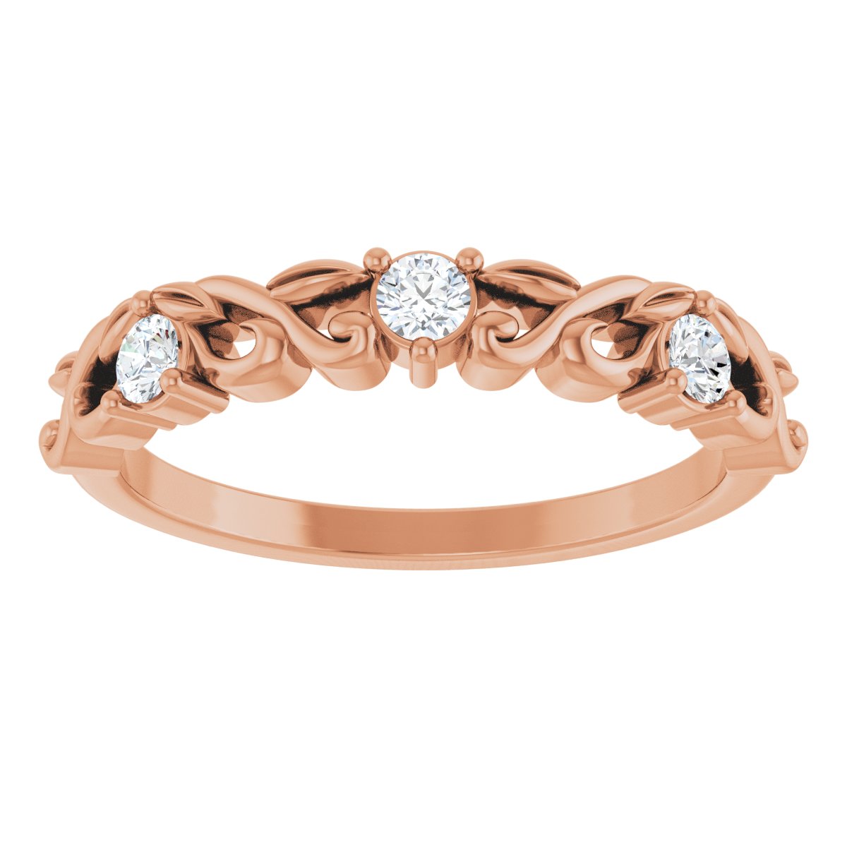 Three-Stone Sculptural Anniversary Band