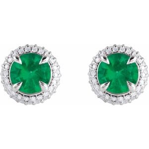 Round 4-Claw Prong Pre-Notched Halo-Style Earring
