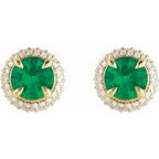 Round 4-Claw Prong Pre-Notched Halo-Style Earring