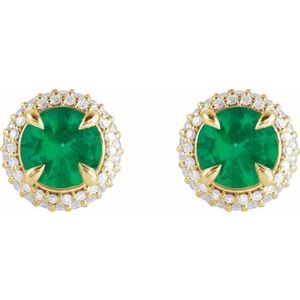 Round 4-Claw Prong Pre-Notched Halo-Style Earring
