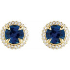 Round 4-Claw Prong Pre-Notched Halo-Style Earring