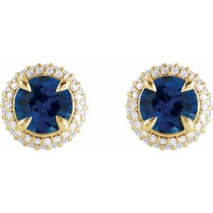 Round 4-Claw Prong Pre-Notched Halo-Style Earring