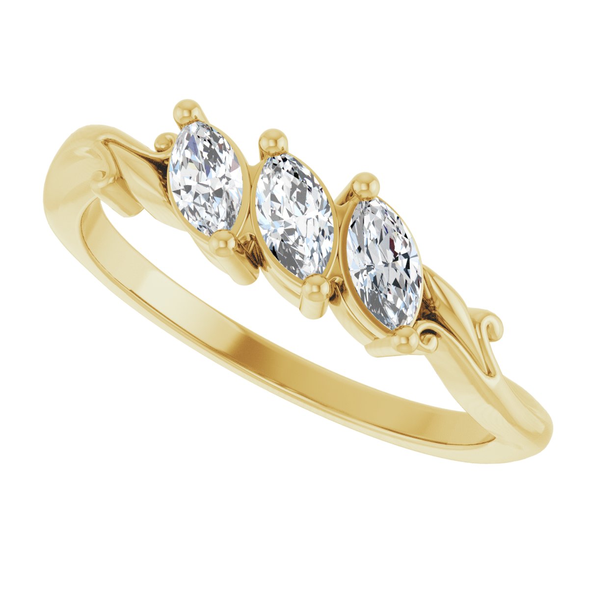 Three-Stone Sculptural Anniversary Band