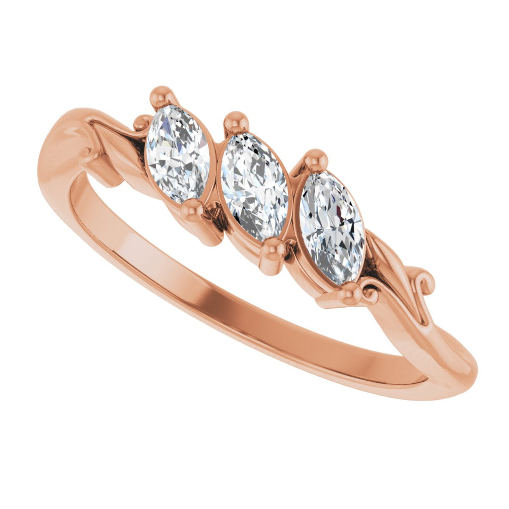 Three-Stone Sculptural Anniversary Band