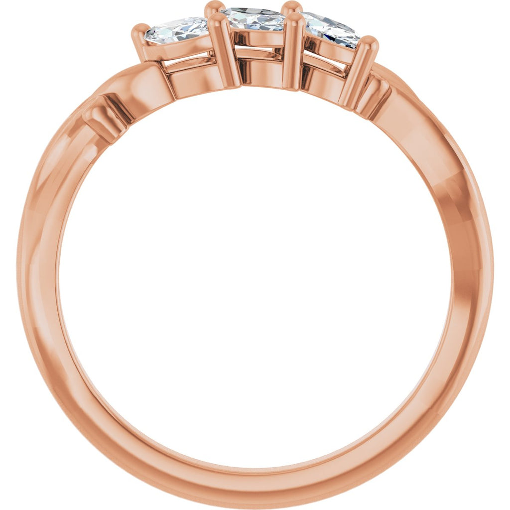 Three-Stone Sculptural Anniversary Band