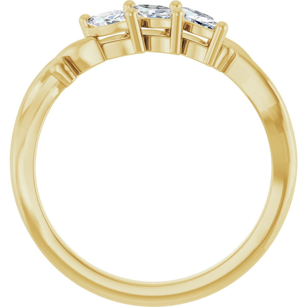 Three-Stone Sculptural Anniversary Band