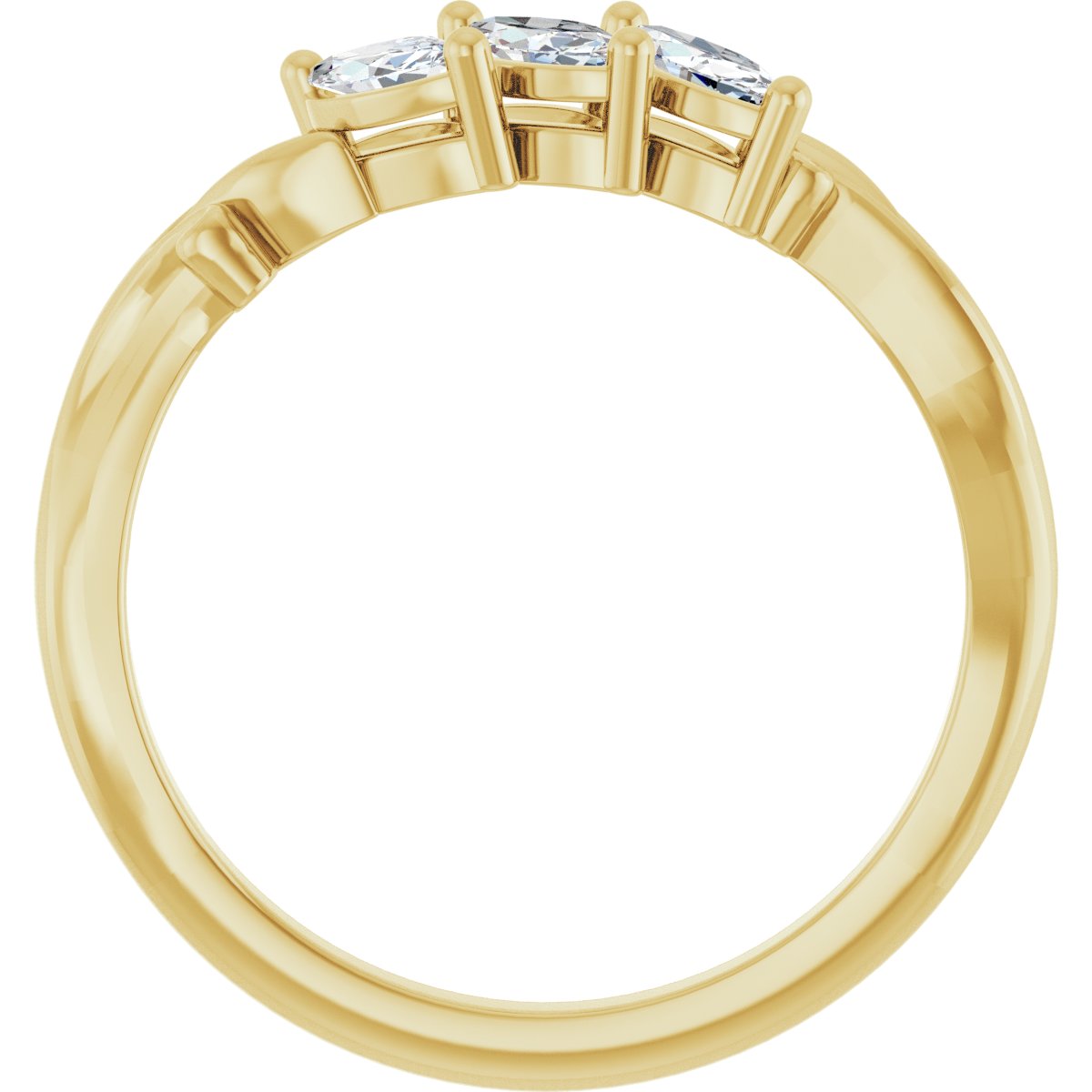 Three-Stone Sculptural Anniversary Band