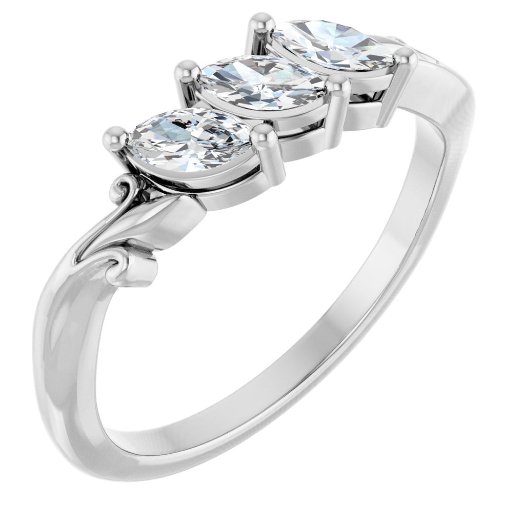 Three-Stone Sculptural Anniversary Band