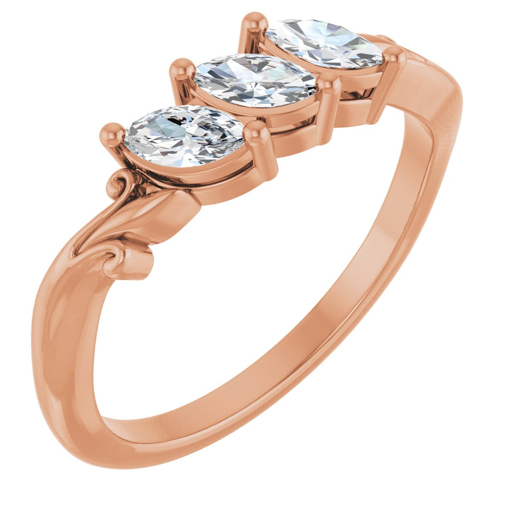 Three-Stone Sculptural Anniversary Band