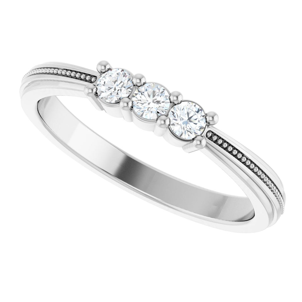 Three-Stone Milgrain Anniversary Band