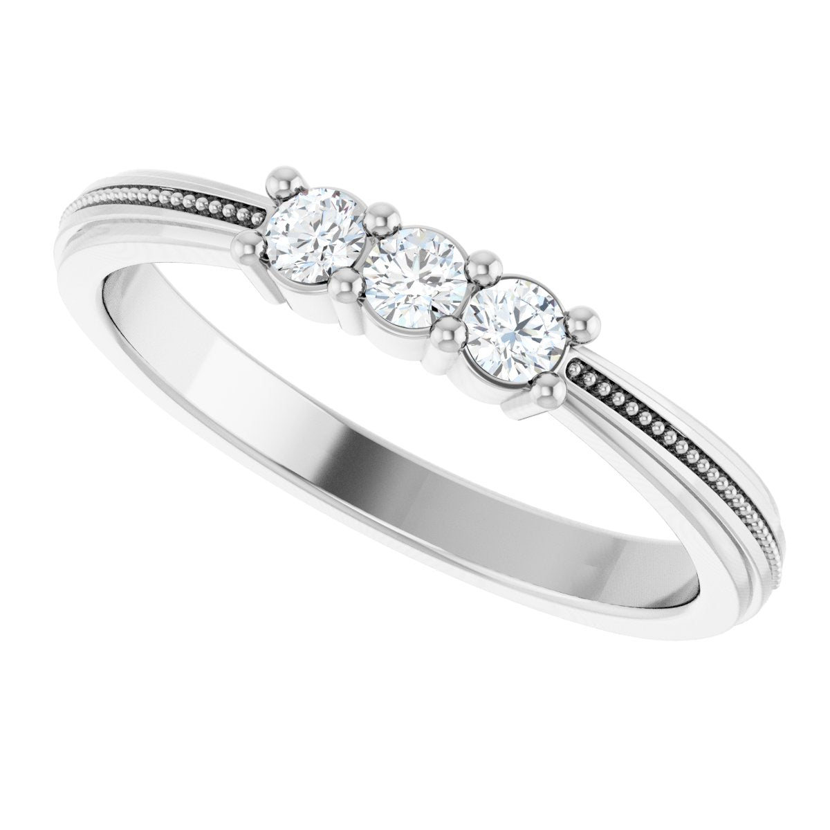 Three-Stone Milgrain Anniversary Band