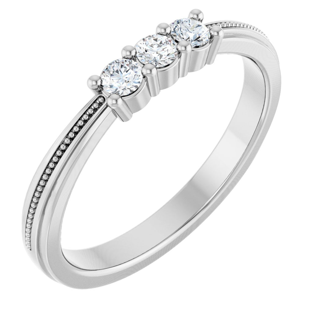 Three-Stone Milgrain Anniversary Band