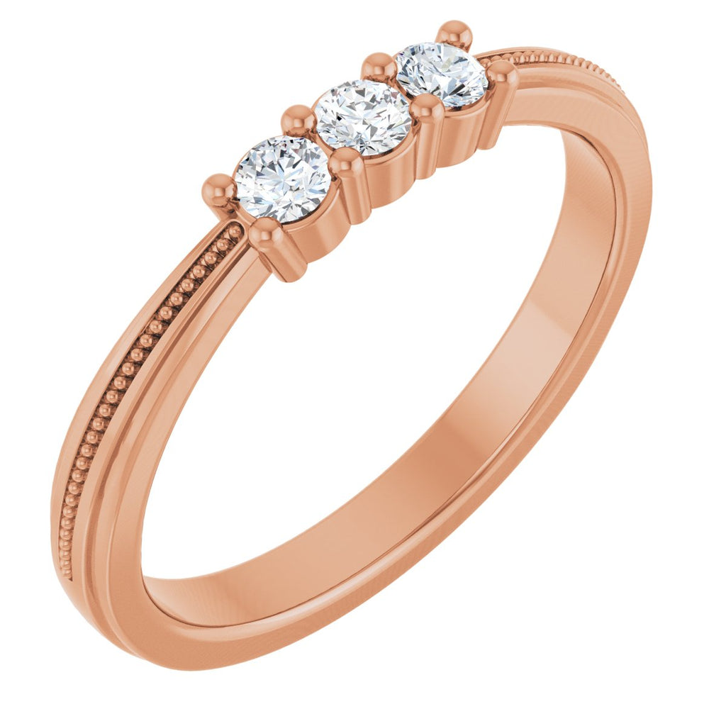 Three-Stone Milgrain Anniversary Band