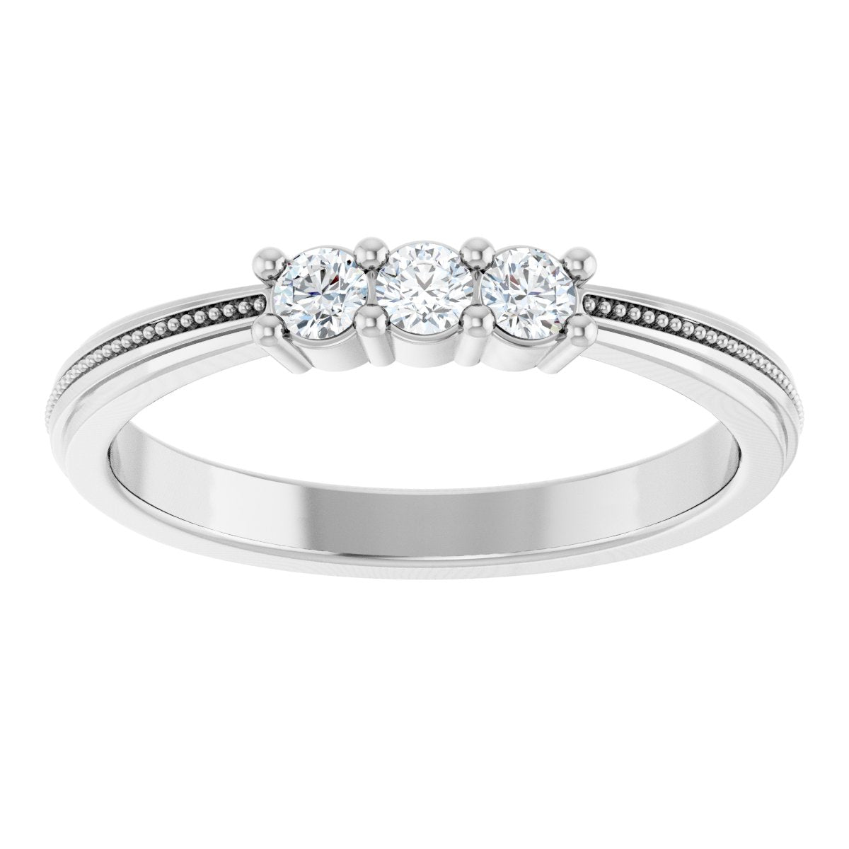 Three-Stone Milgrain Anniversary Band