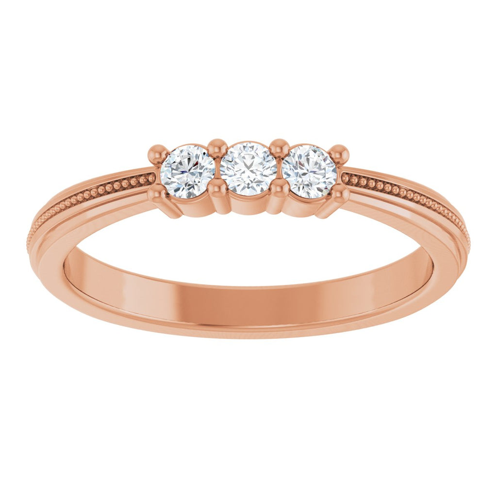 Three-Stone Milgrain Anniversary Band