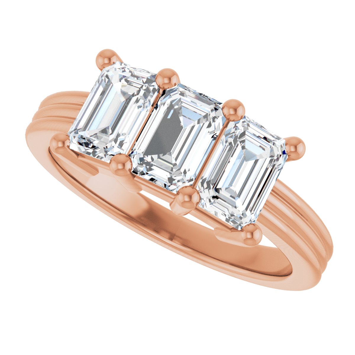 Three-Stone Grooved Anniversary Band