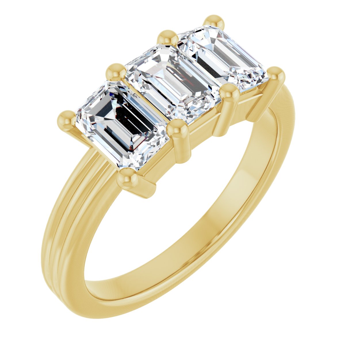 Three-Stone Grooved Anniversary Band