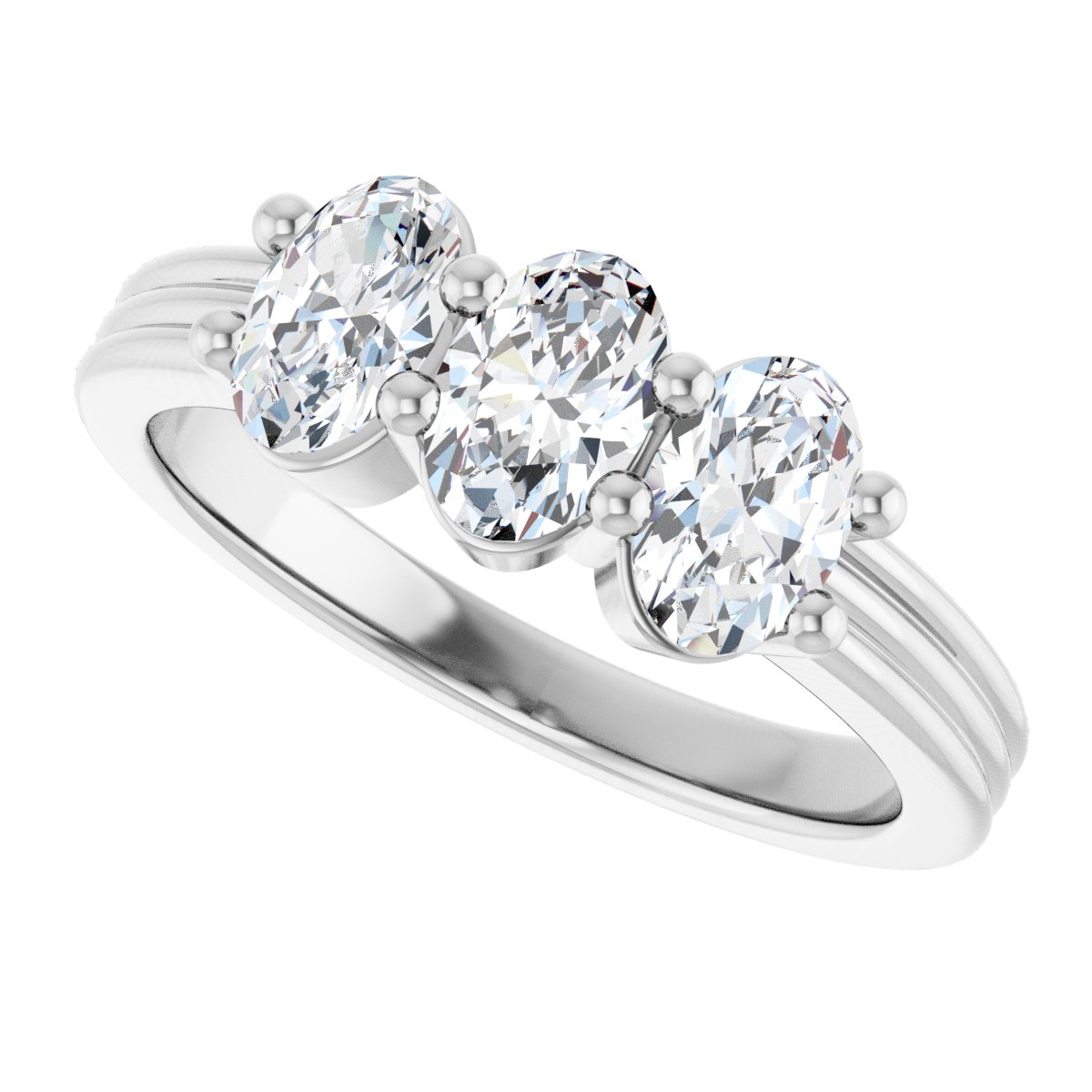 Three-Stone Grooved Anniversary Band