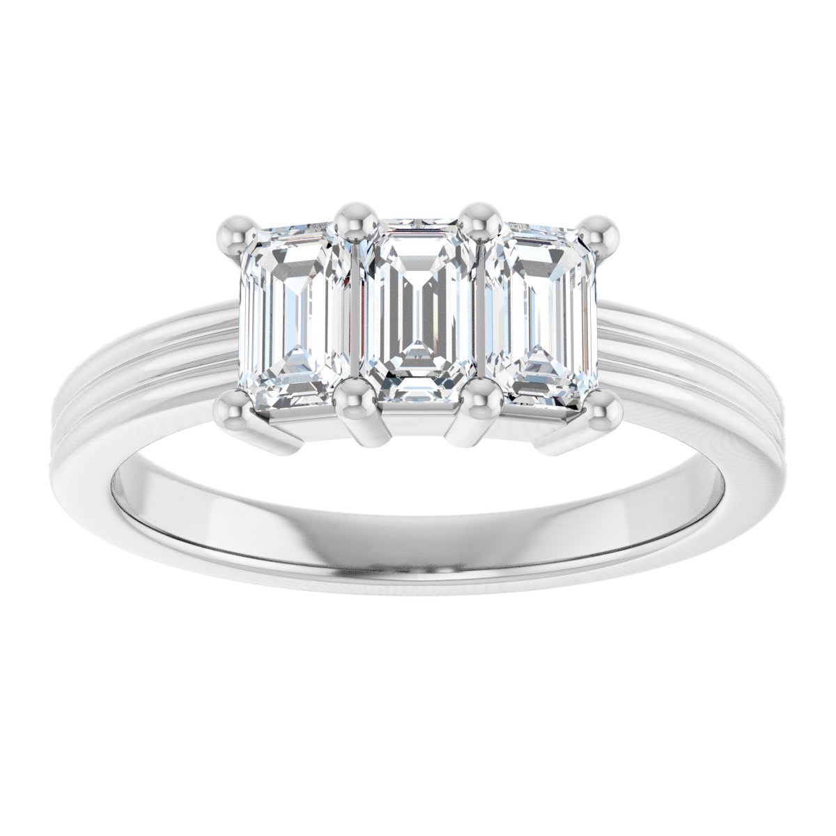 Three-Stone Grooved Anniversary Band