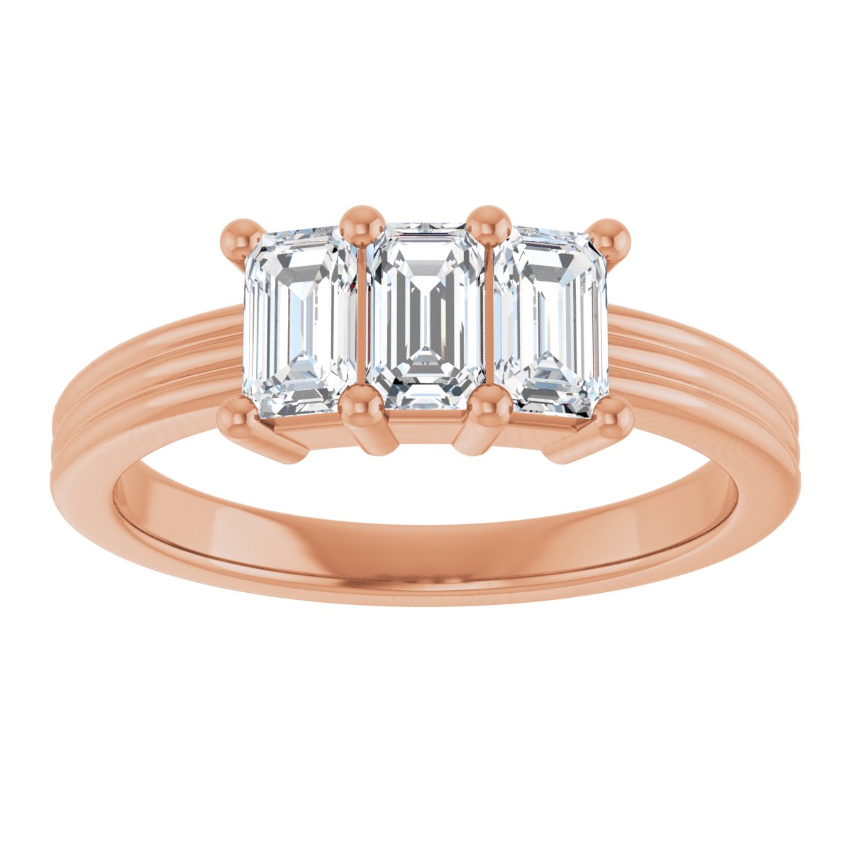 Three-Stone Grooved Anniversary Band