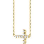 Accented Sideways Cross Necklace or Center