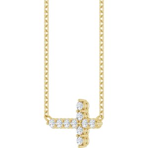 Accented Sideways Cross Necklace or Center