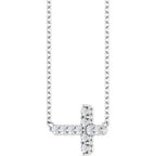 Accented Sideways Cross Necklace or Center