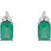 Emerald 4-Prong Accented Stud Earrings
